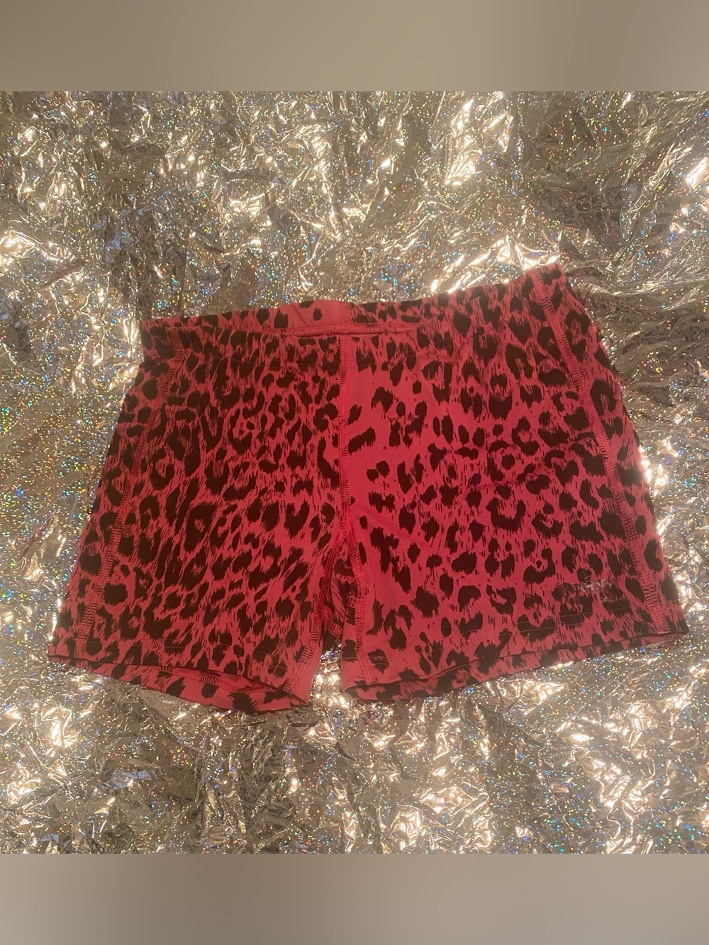 Reebok Pink & Black Animal Print Y2K Aesthetic Spandex Shorts